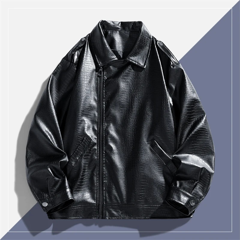 Fashionable Trendy Handsome Mens Autumn Winter Highquality Leather Jacket Comfortable Loose Breathable and Versatile 251015