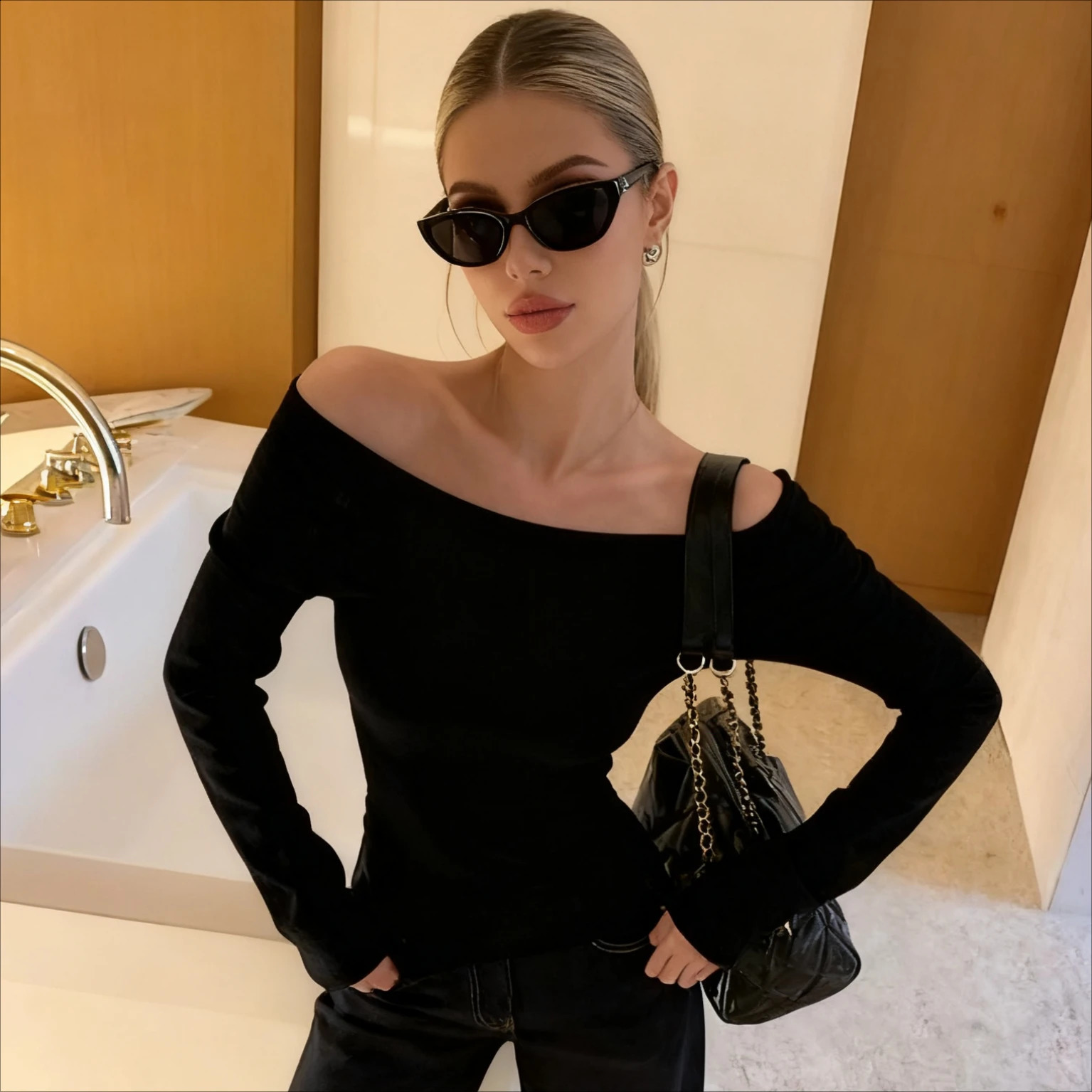 Womens Y2K Off Shoulder Ribbed Knit Top Soft Stretchy Fabric Flare Sleeve Slim Fit Trendy Multi Color Sweater 251023