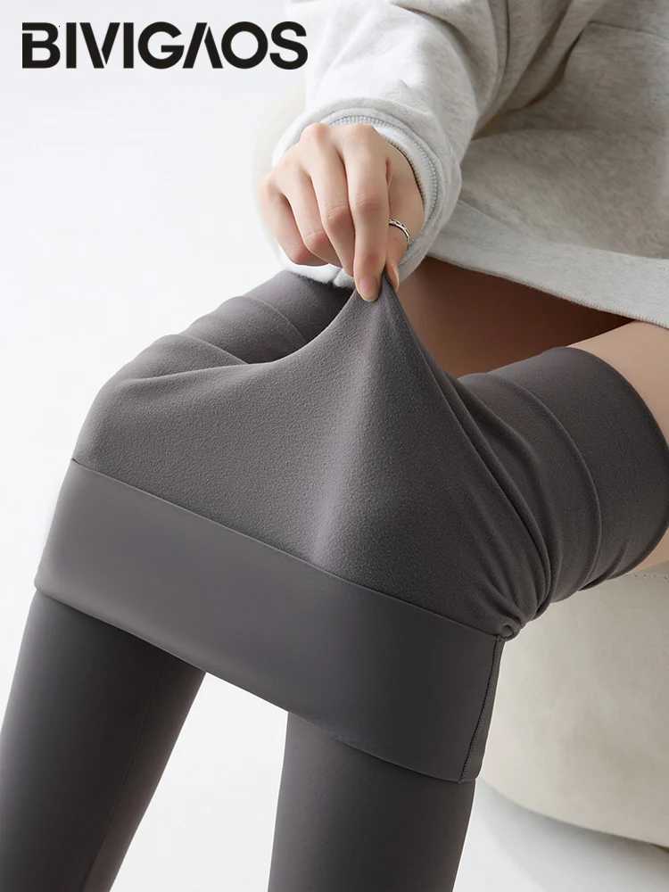 BIVIGAOS Autumn New Thin Brushed Fleece Shaping Sharkskin Leggings Women Seamless Tight Sexy Sports Yoga Fitness Leggings SpringT251023
