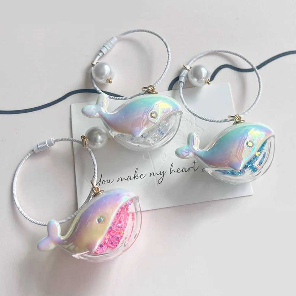 Laser Whale Keychain Lanyard Whale Bag Pendant Keyring Jewelry Bag Accessories Gift Backpack Pendant DIY Glitter Sequins Cute Z251023