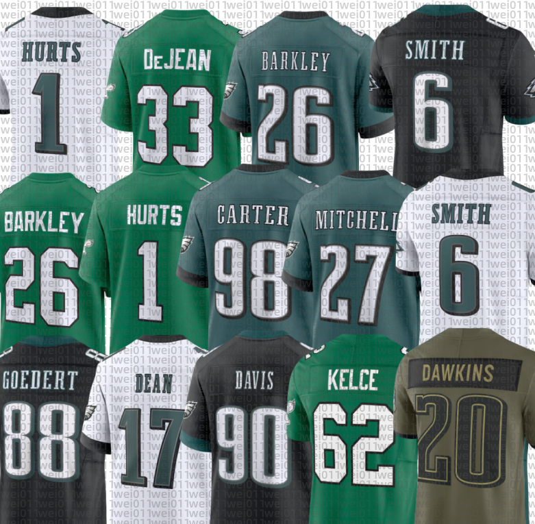 Brian Dawkins Reggie White Jason Kelce Jalen Hurts Saquon Barkley DeVonta Smith Cooper DeJean A.J. Brown Dallas Goedert Jalen Carter Jihaad Campbell Football Jersey