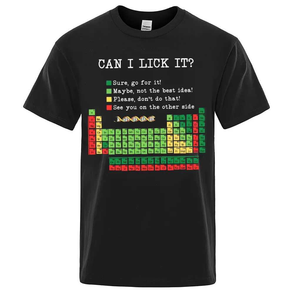 Summer Funny Periodic TableCan I Lick It Chemistry 100 Pure Cotton Printed Tshirt Shortsleeved Loose Casual UnisexXJ251023