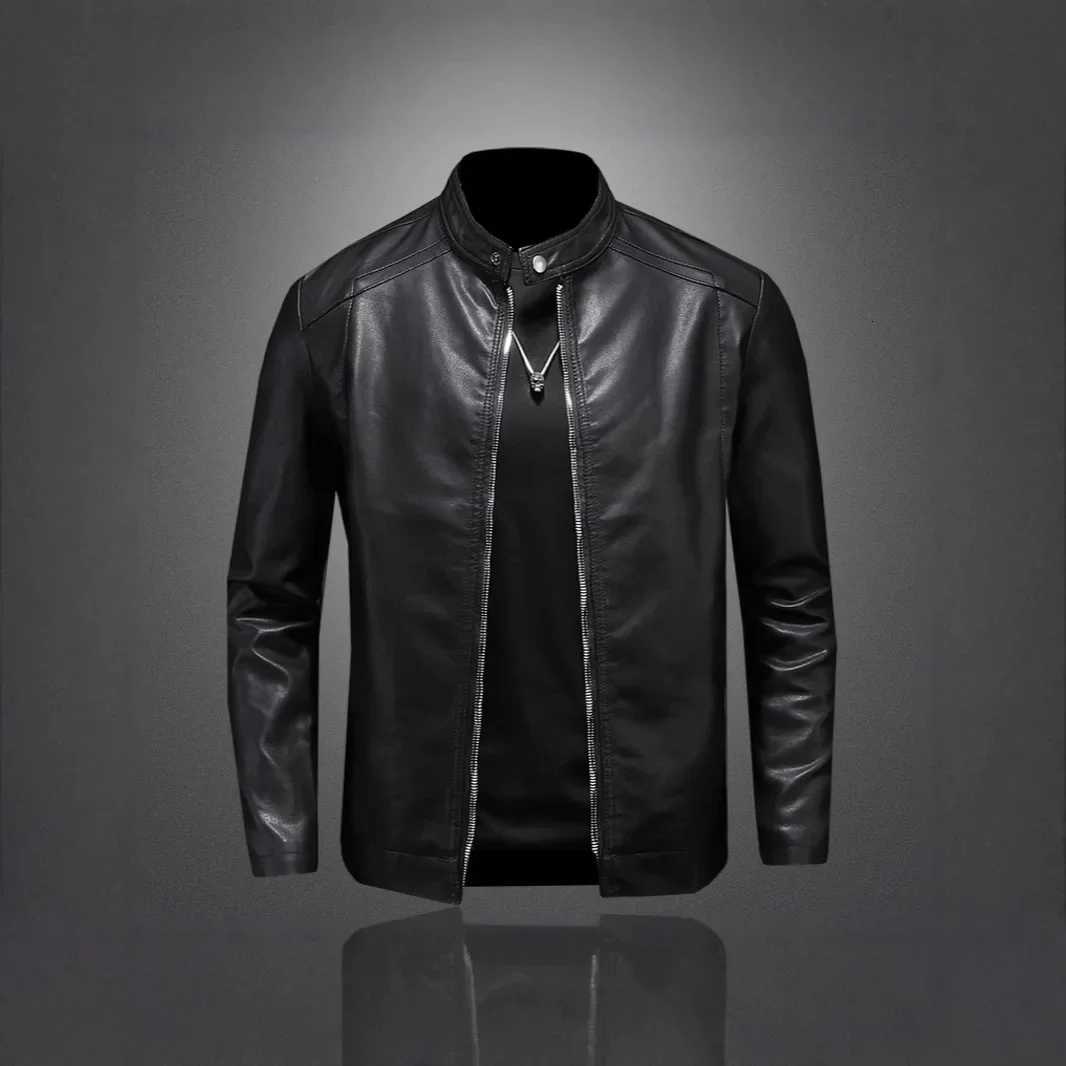 Mens Biker Leather Jacket Autumn Winter Thickened Fleece Lined Slim Fit Casual Versatile Large Size PU Leather Coat W251023