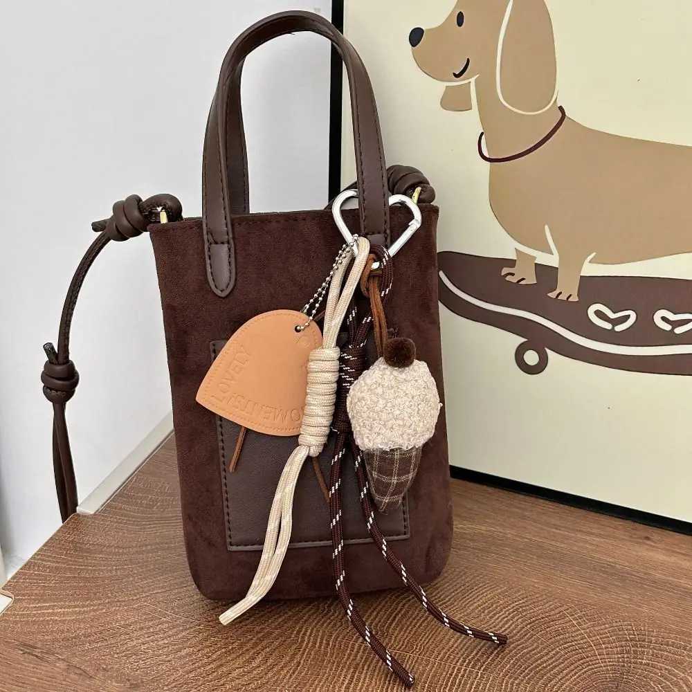 Cute Ins Small Cartoon Bear Pendant Plush Hanging Braided Rope Korean Rope Bag Pendant Keychain Z251023