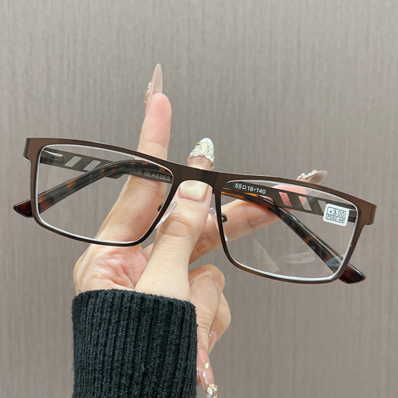 Men's Full Metal Prescription Business Large Face Anti-Blue Light Radiation Square Frame Glasses