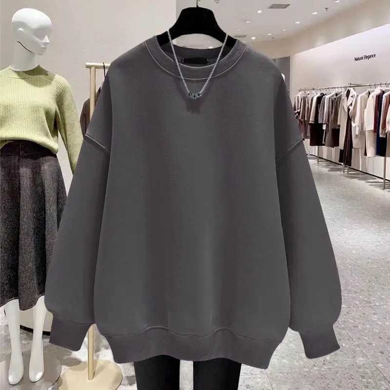 Sweatshirt Mens Autumn and Spring Warm Solid Color Round Neck Hoodless Pullover Longsleeved Tshirt Ins Casual OuterwearT251023