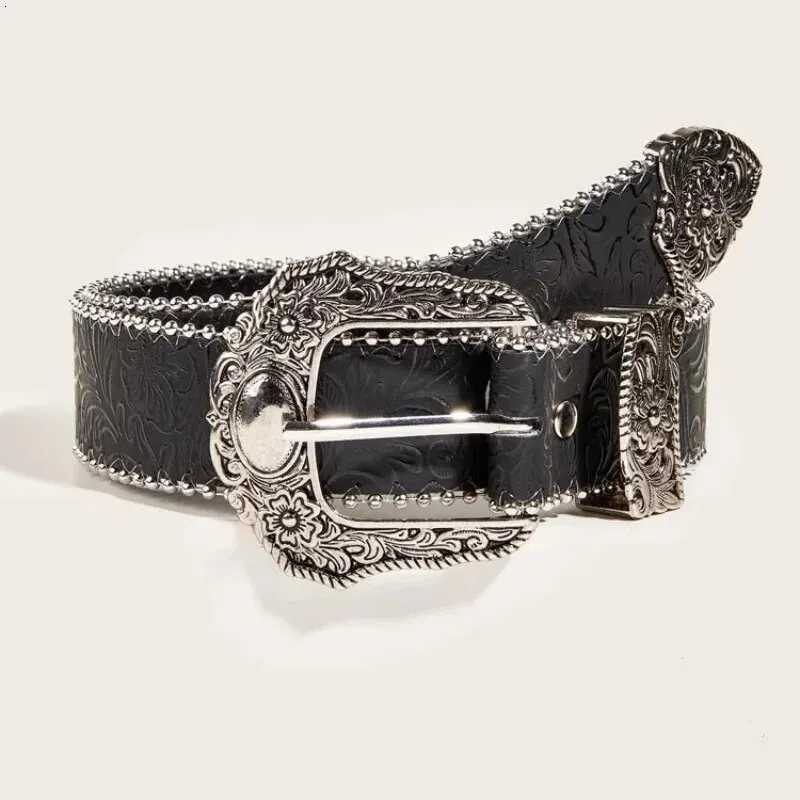 Western PU Leather Belt Western Cowboy Women Cowgirl Unisex Waist Belt with Metal Engraved BuckleXJ251023