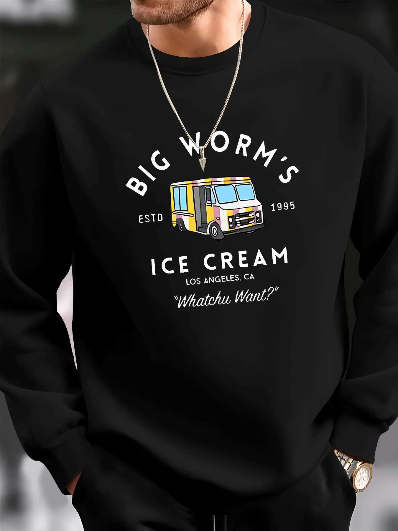 Mens autumn and winter fashionable casual loose fashion pattern printed pullover long sleeved warm round neck sweatshirtT251023