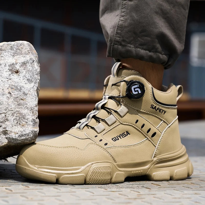 Rotating Button Men Boots Antismash Anti Puncture Safety Shoes Men Work Boots Steel Toe Shoes Security Indestructible Shoes 251021