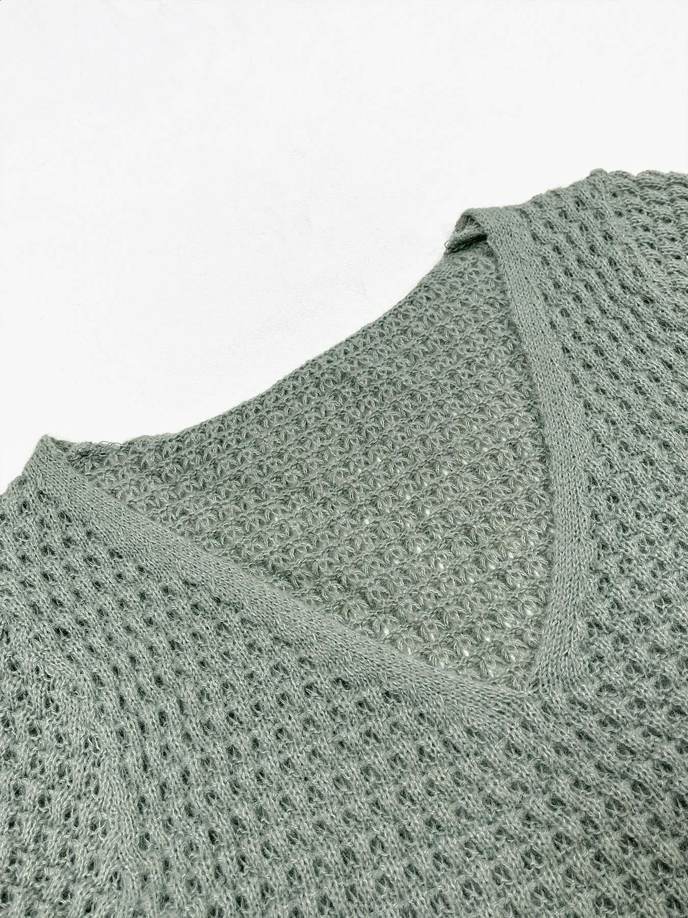 Womens Plain Bishop Sleeve V Neck Sweater Dress Elegant Long A Line Knit for Spring Fall Knitwear 251022