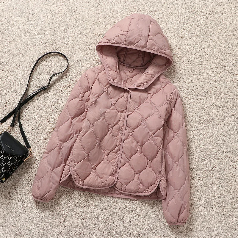 Autumn and Winter Womens Lightweight Down Jacket Fashion Warm Windproof Slim White Duck Hooded Mature 251022