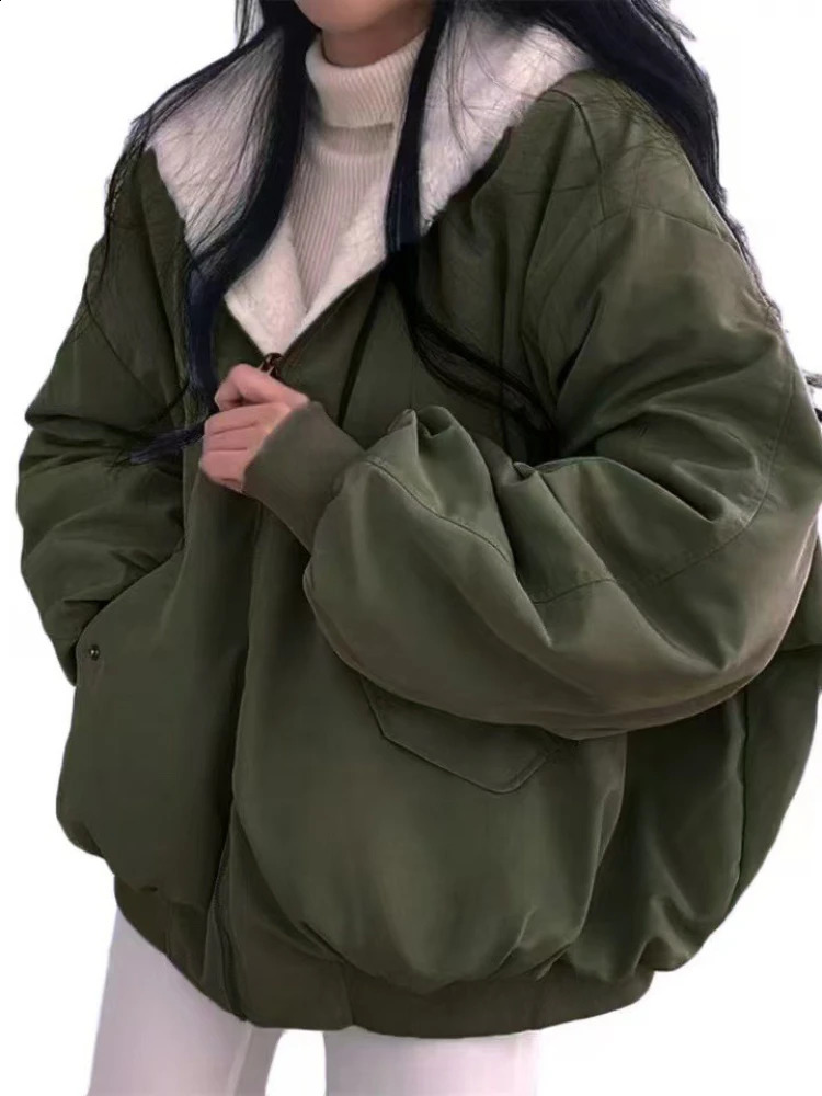 Thick Warm Fashionable Doublesided Cotton Jacket for Womens Clothing Winter Casual Zipper Hooded Tops 251018