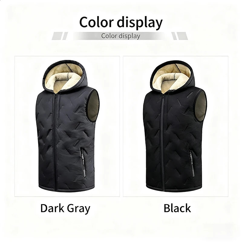 Mens Wool Vest with Hood Velvet Warm Waistcoat Trendy Allmatch High Quality Comfortable Top 251023