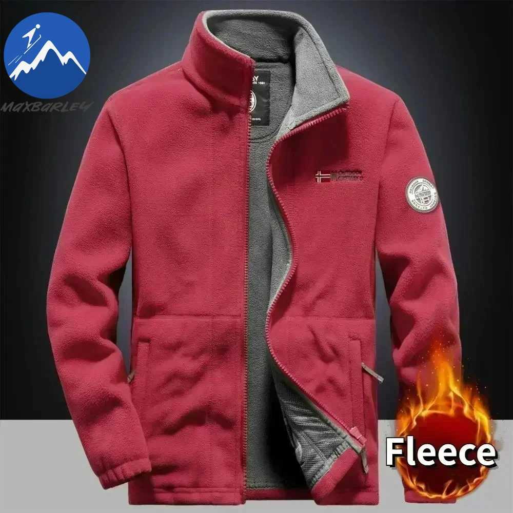 Winter Warm Fleece Jacket Men Climbing Double Thickened Pocket Jacket Outdoor High Collar Windproof Ski Sweatshirt Coat Man Snow Z251023