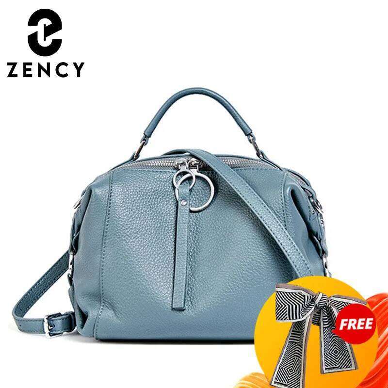 Zency Women's Handbag Genuine Leather Cowhide Cross Body Ladies Shoulder Top Handle Satchel Trendy 2025 Boston Bags Shopper