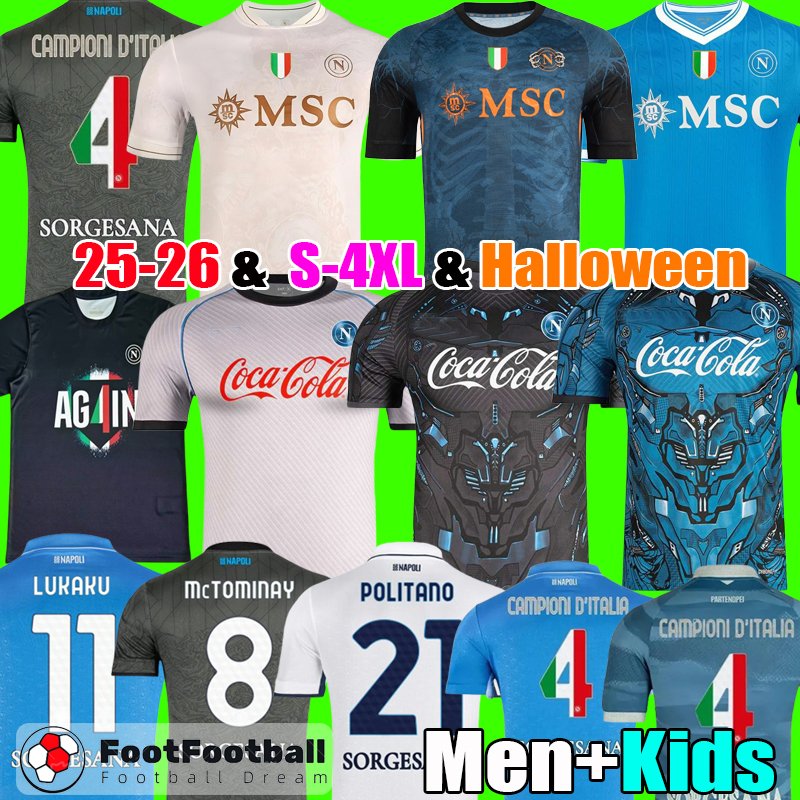 25 26 DARWIN Napoli soccer jerseys Maglia Naples 2025 2026 Partenope DI LORENZO KVARATSKHELIA home blue Football Shirts OSIMHEN Napoli jersey men top kit uniform
