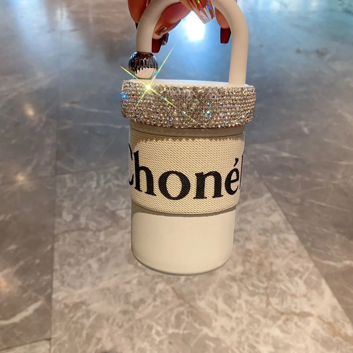 Designer Water Bottle Luxury Crystal Girls Portable Double Wall Vacuum Reusable Coffee Cups Travel Mug Stainless Steel Insulated Thermos Tumbler with 