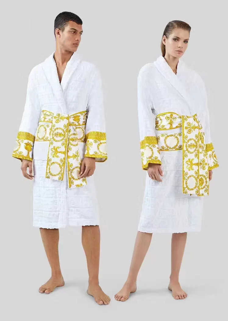 Fanjia PURe Cotton Bathrobe Absorbent Towel Material Couple Unisex AllSeason Bathrobe Long Nightgown C251023