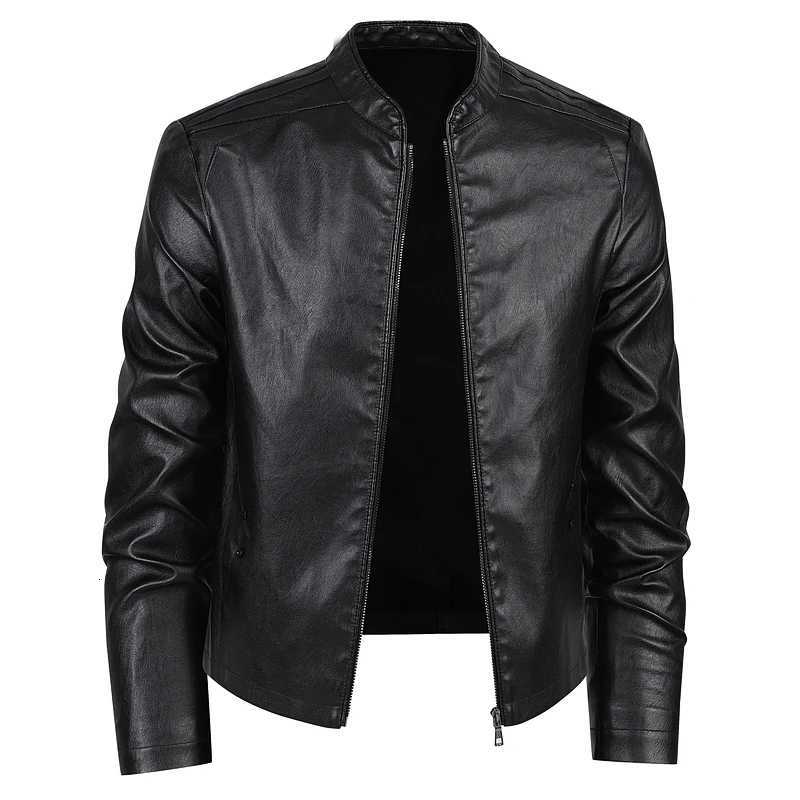PU Leather Jackets Mens Business Fit Brand Slim Men Casual Biker Zipper Motorcycle Leather Jackets Male New Mens Leather Jacket W251023