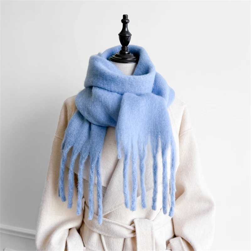 Winter Scarf for Women Cashmere Warm Solid Blanket Wraps Female Thick Soft Bufanda Big Tassel Shawl Long Poncho Echarpe J251113