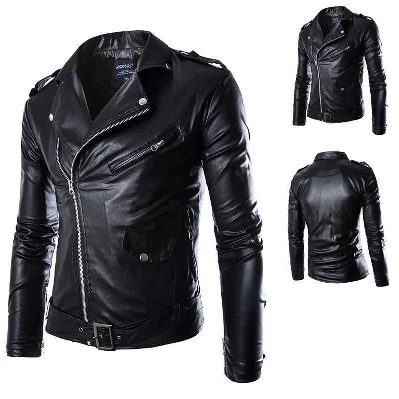 Slim Fit Mens Fashion Leather Jacket Spring Autumn New Style Korean Version Motorcycle Jacket Youth Stand Collar Diagonal Zippe W251023