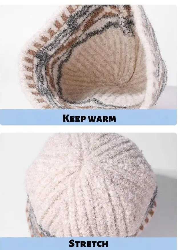 Jacquard Knit Fishermans Hat Winter Vintage Wool Beanie ColdProtecting EarCovering PullOver Hat TrendyXJ251023