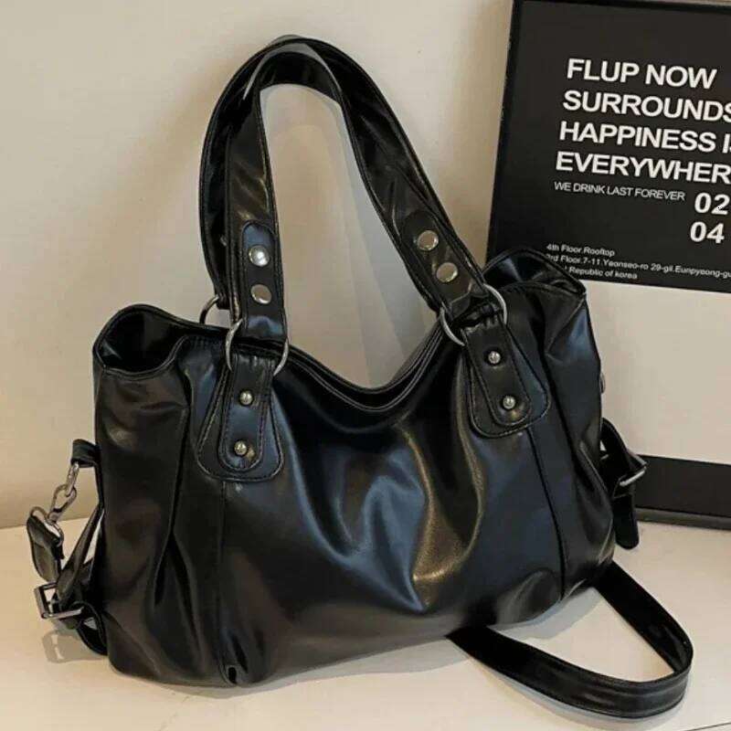 Retro Brand Roomy Shoulder Female Solid Color Classic Crossbody Large Capacity Style Soft PU Leather Tote Bag High Quality High Quality