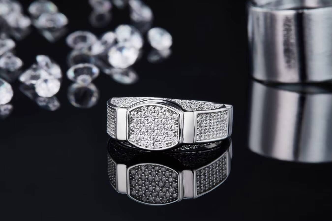 S925 Silver Moissanite Mens Ring for Engagement Wedding Anniversary Everyday Wear Parties Festivals and New Years Events