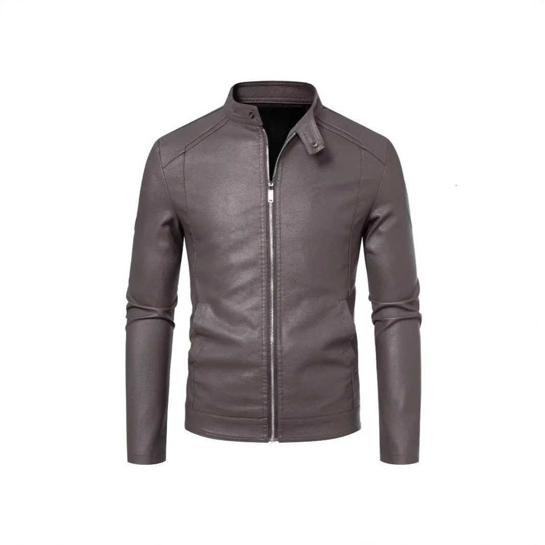 Mens Biker Leather Jacket Autumn Winter Thickened Fleece Lined Slim Fit Casual Versatile Large Size PU Leather Coat W251023