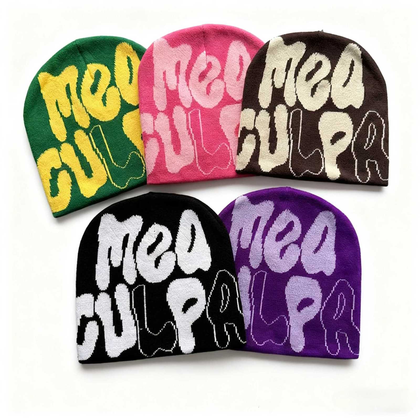 New MEA Culpa Y2K Style Fashion Street Beanie Knitted Hat Soft and Stretchy for Mens Womens Warm Knitted HatXJ251023