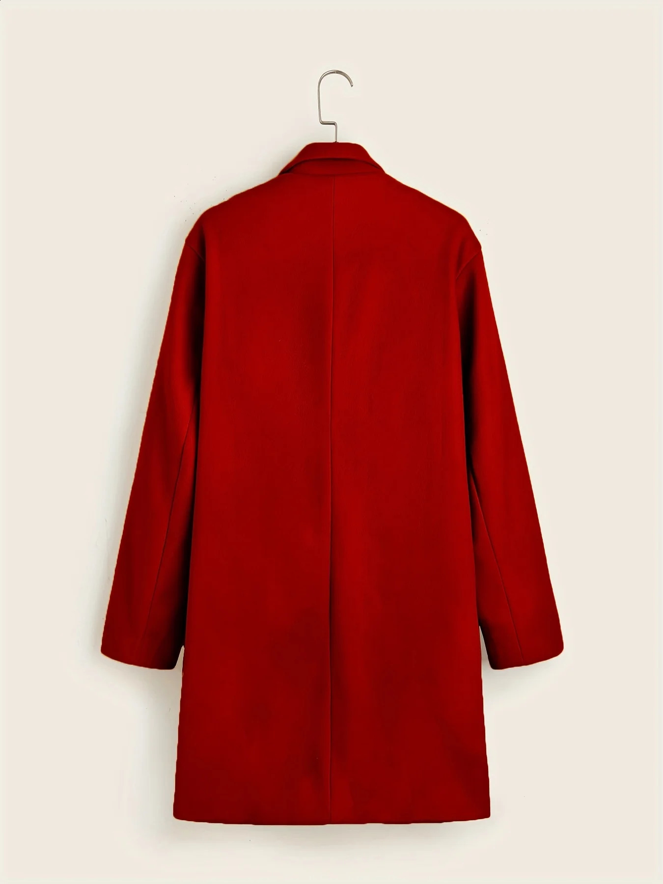 Mens Long Wool Coat Thickened Minimalist Trench with Stand Collar Urban Streetwear 251015