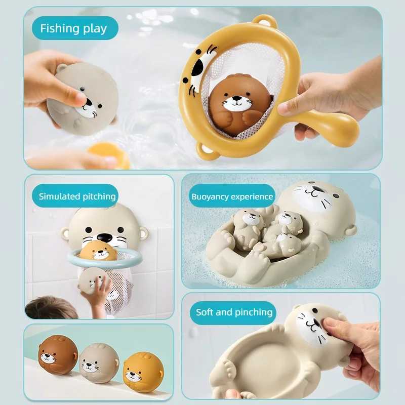 Baby Bath Toys Floating Animal Otter Hippo Seal Kid Bathroom Shower Basketball Hoop Game Children Swimming Pool Water Play Gift J251023