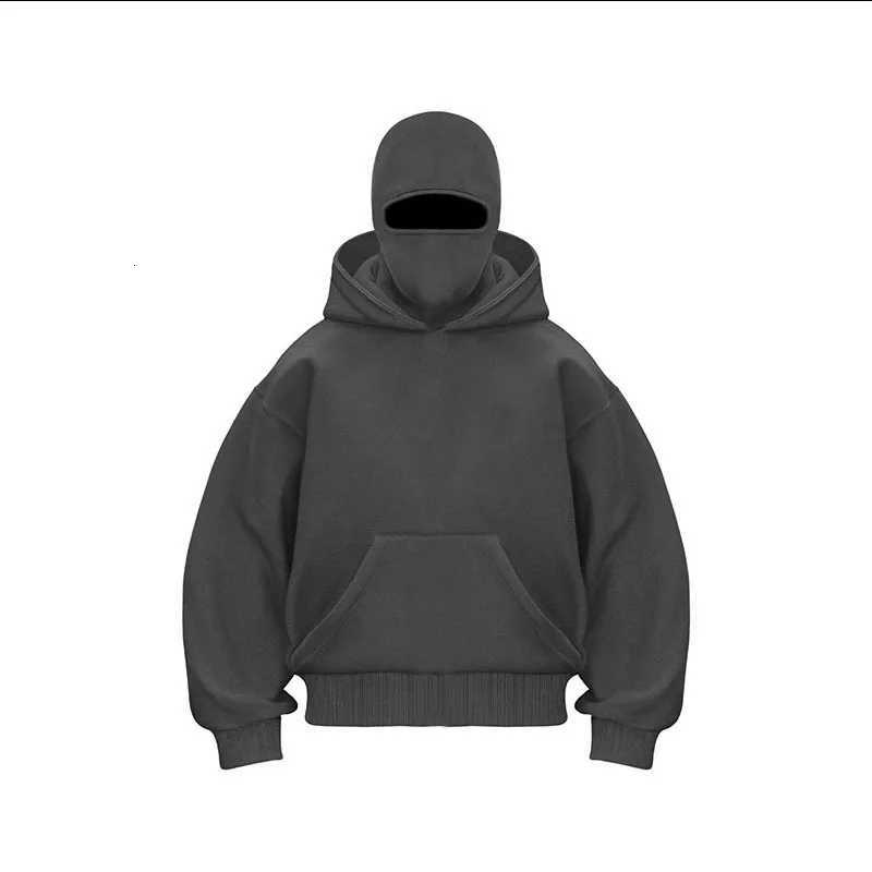 2025 Hot New Mens Balaclava Hoodies Half Zip Up Pullover Double Hooded Fleece Sweatshirt Unisex Fall Winter Outfits For MenT251023