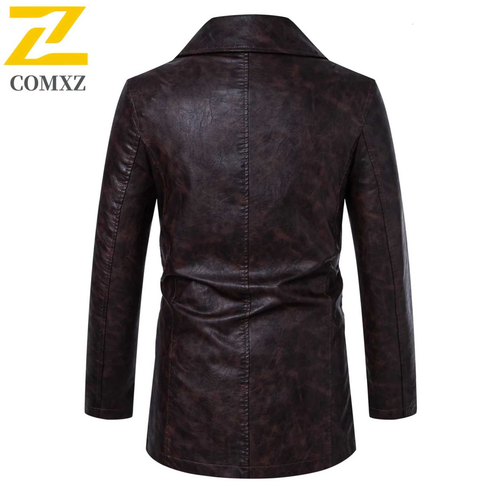 2025 New Mens Leather Jacket Urban Retro Midlength Belt PU Leather Coat chaqueta Autumn Winter Motorcycle Faux Leather Jacket W251023