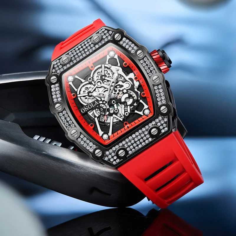 2022 New Mens Watch ONOLA Fashion Luxury Diamond Inlaid Design Quartz Waterproof Tape Watches Men Relogio Masculino ClockL251023