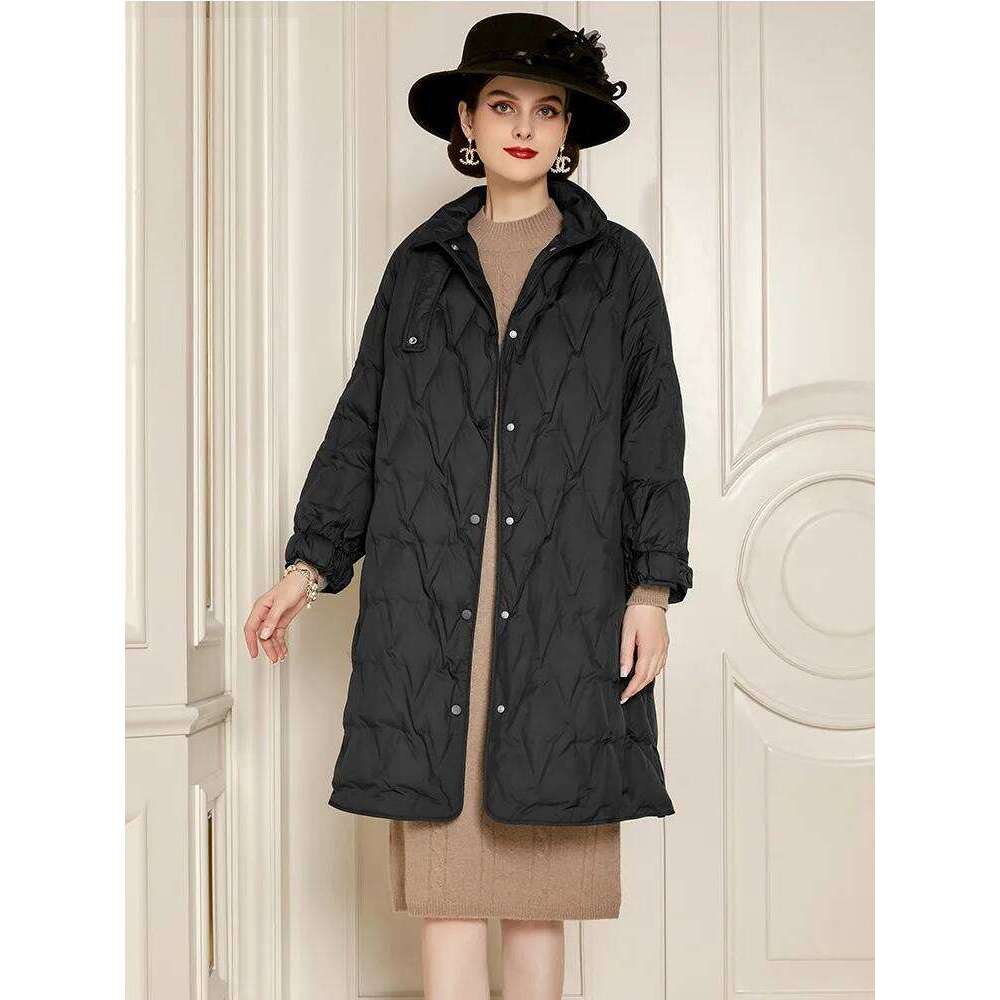 2025 New Winter Women's Long Parka Warm White Duck Down Jacket Female Adjustable Belt Casual Khaki Black Puffer Coats Designer Women