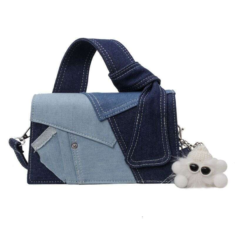 Handba For Women, Fashionable Patchwork Crossbody Niche And Versatile Casual Shoulder Ba, Simple Denim Small Square