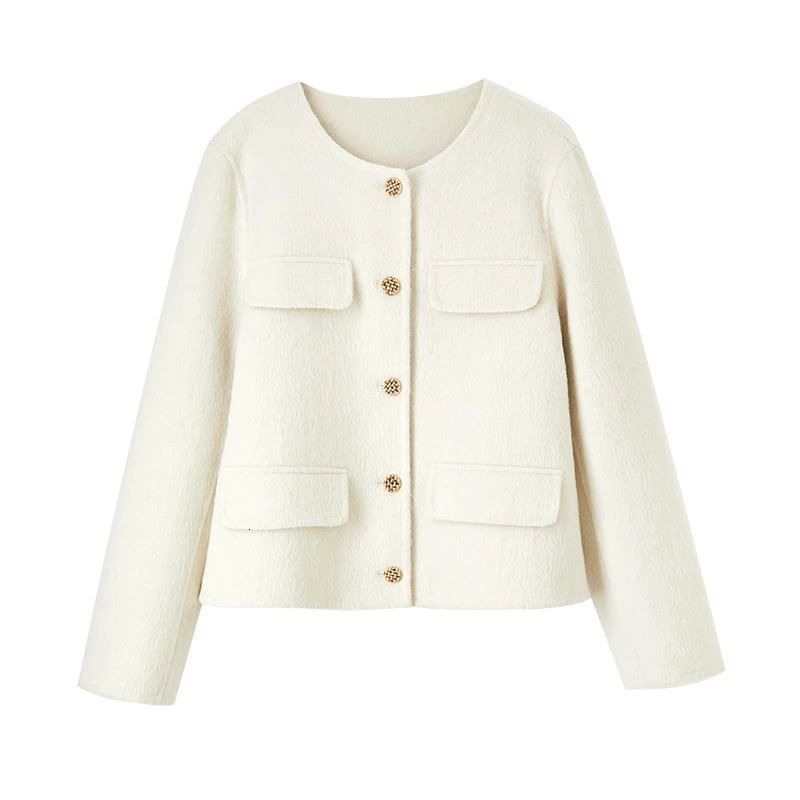 SENTUBILA Cropped Woolen Jacket Women Elegant Wool Blend Short Winter Coat Long Sleeve Doublefaced Outerwear W34O49414 251020