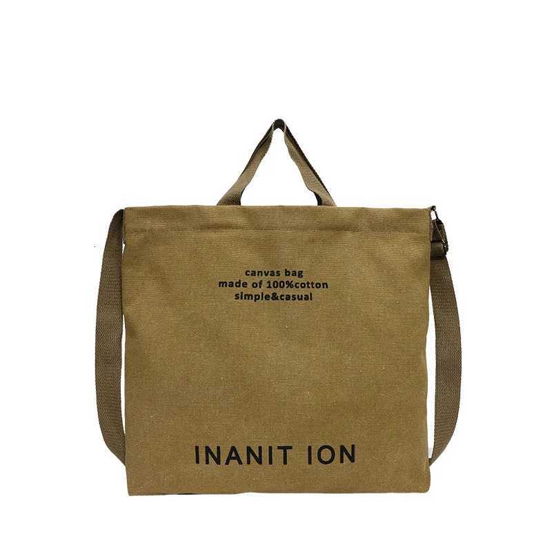 Japanese Canvas Mens and Womens Simple Crossbody Bag Wash Canvas Thick Handbag Large Capacity Arts Students Package SatchelL251023