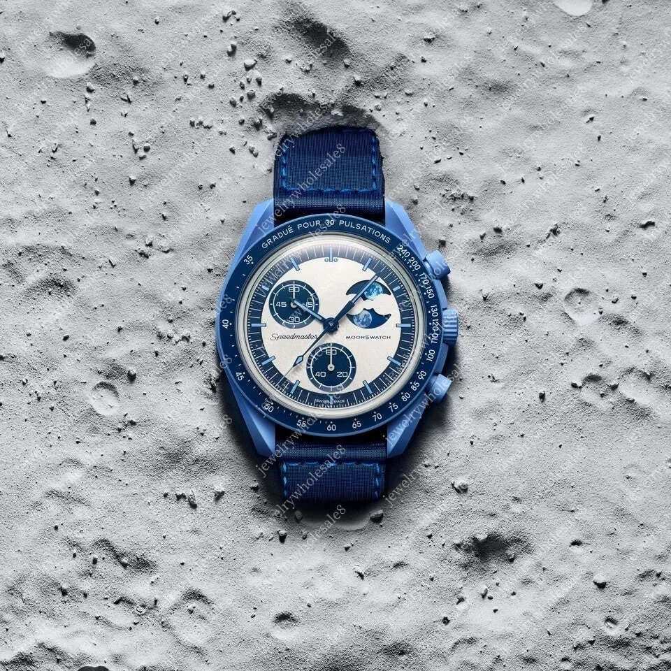 Moons watch Automatic Quarz Watch Bioceramic Mens Watches High Quality Water Proof Luminous Chronograph Leather Strap Wristwatches With Box