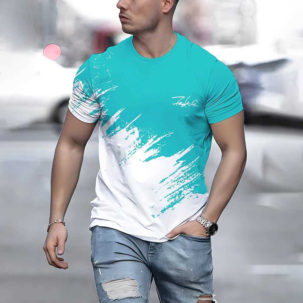 Hot selling summer mens balanced color letter print comfortable and breathable round neck Tshirt outdoor urban casual topXJ251023