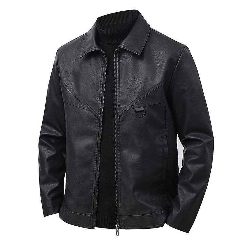 Spring Autumn Mens Leather Jacket Male Fashion Slim Lapel Leather Coat Husband Gift Youth Retro Business Leather Jacket W251023