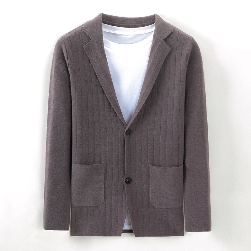 Top Quality ner Casual Fashion Striped Slim Fit Night Mens Knitted Blazer Suite Jacket Elegant Clothing 251023