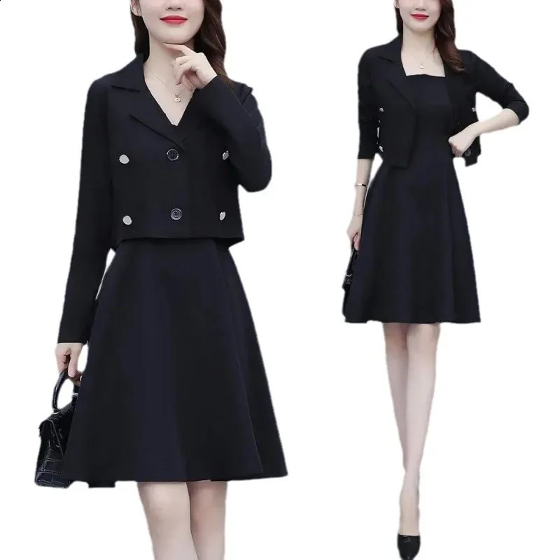 Womens Elegant Slimming Dress Twopiece Suit Spring Autumn Style Chubby Girl Skirt Coat Fashion 251022