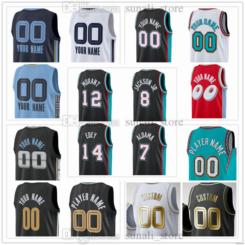 Men's XS-6XL Basketball 12 Morant Jersey Jaren 8 Jackson Jr. Santi 7 Aldama Kentavious 3 Caldwell-Pope Zach 14 Edey Brandon 15 Clarke 46 Konchar Vince 5 Williams Printed