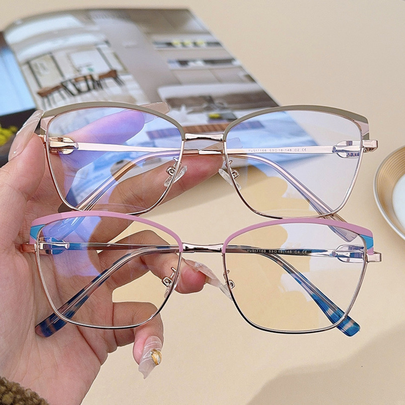 New Simple Fashion Cat Eye Frame Anti-Blue Light Plain Glasses Versatile Street Style Trend