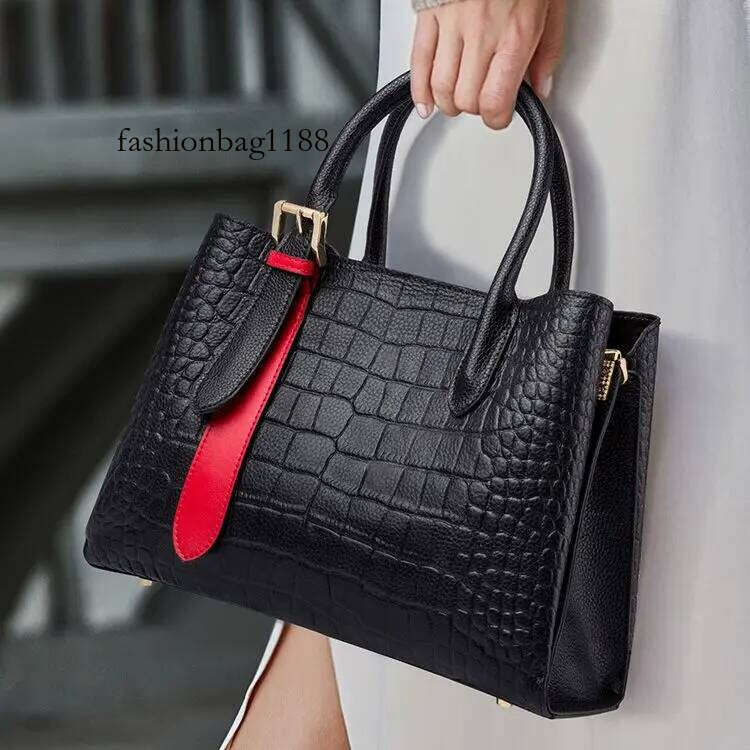 Brand Design Crocodile Cowhide Tote Bags Fashion Full 100% Genuine Leather Single Shoulder Handbags For Women