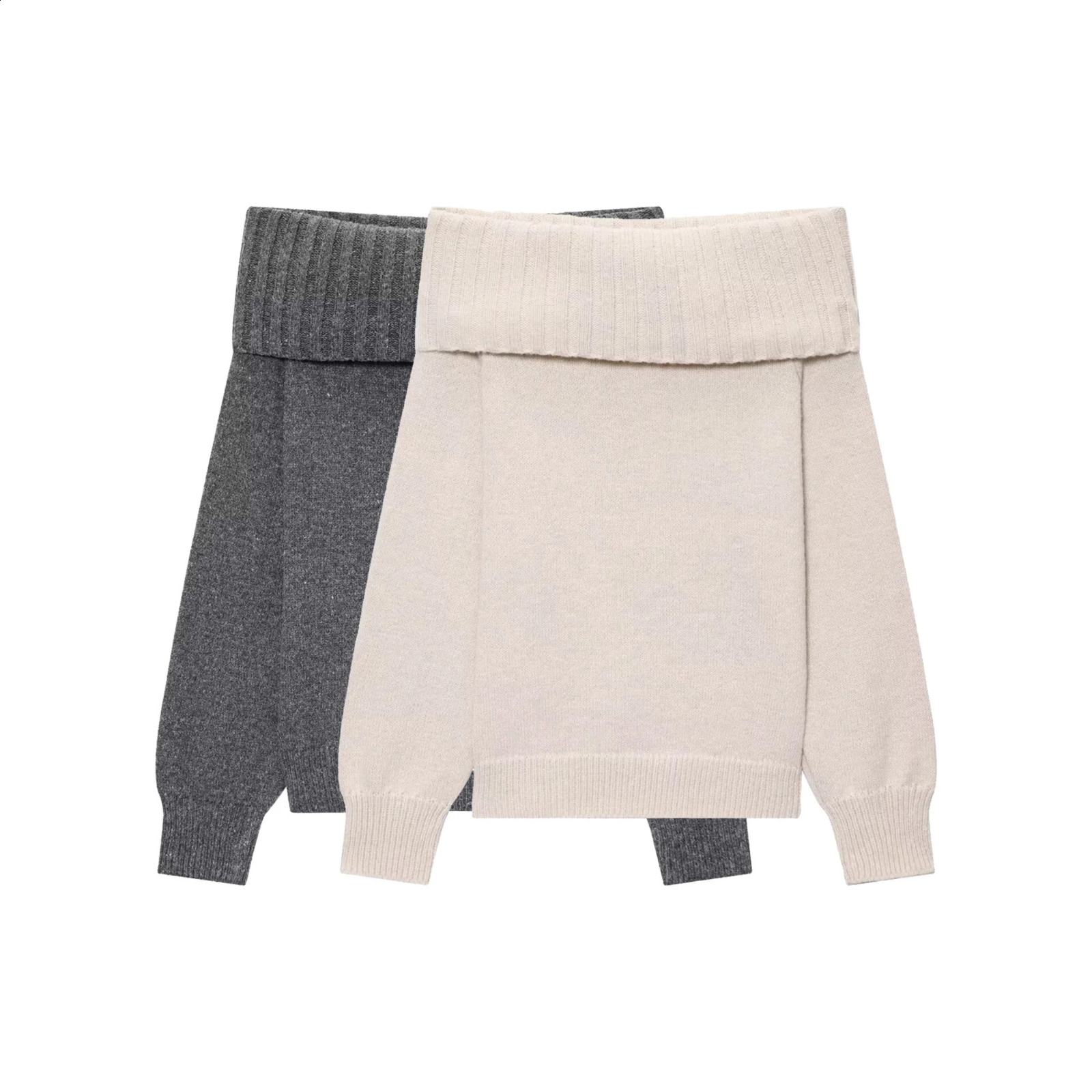 Women Boat Neck Fashion Solid Off Shoulder Sweater Long Sleeve Knitted Pullover Sweater Autumn Female Casual Knitwear Chic Top 251023