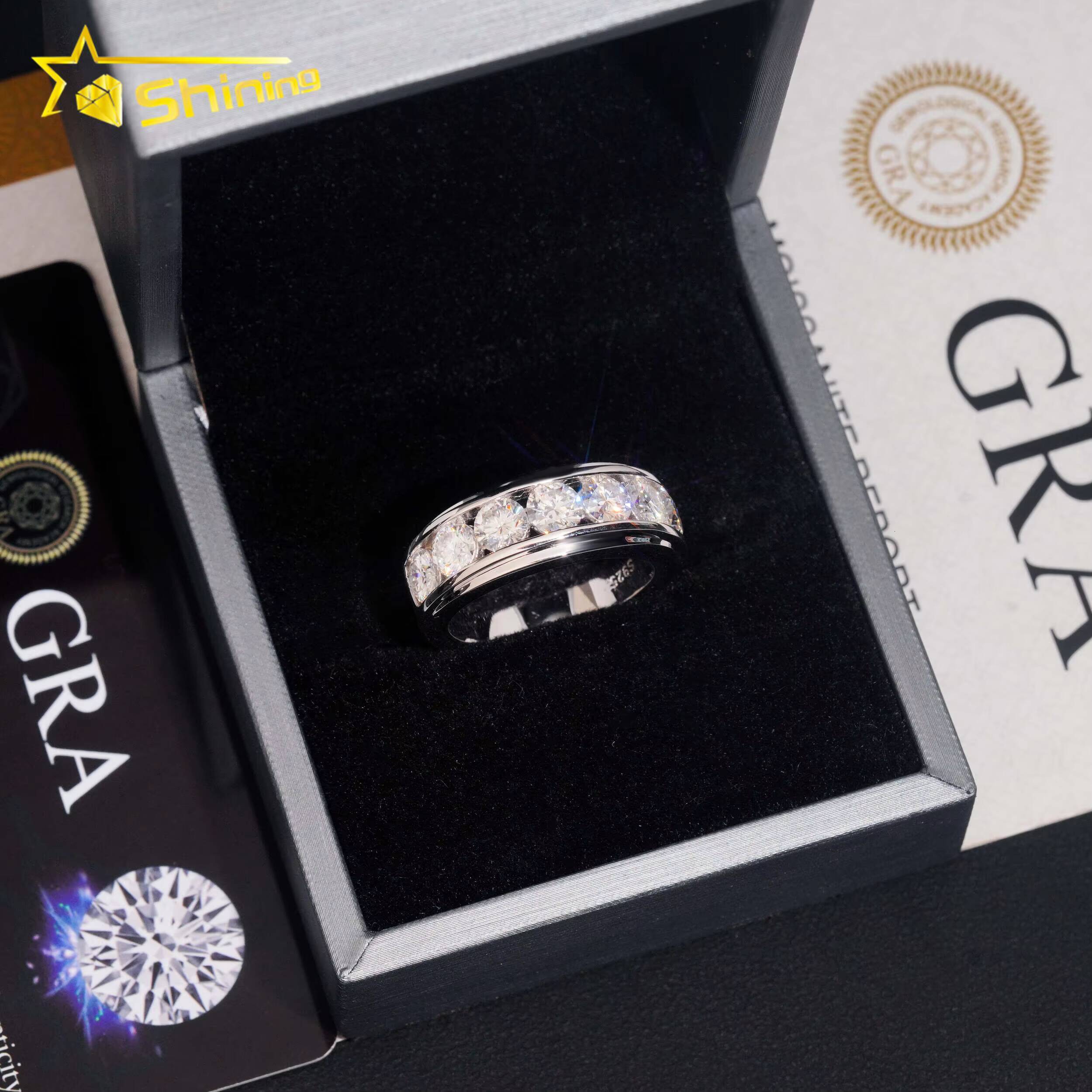 New Design GRA Certificate High Quality 925 Silver Fine Jewelry Hip Hop Eternity Ring Moissanite Mens Iced Out Ring