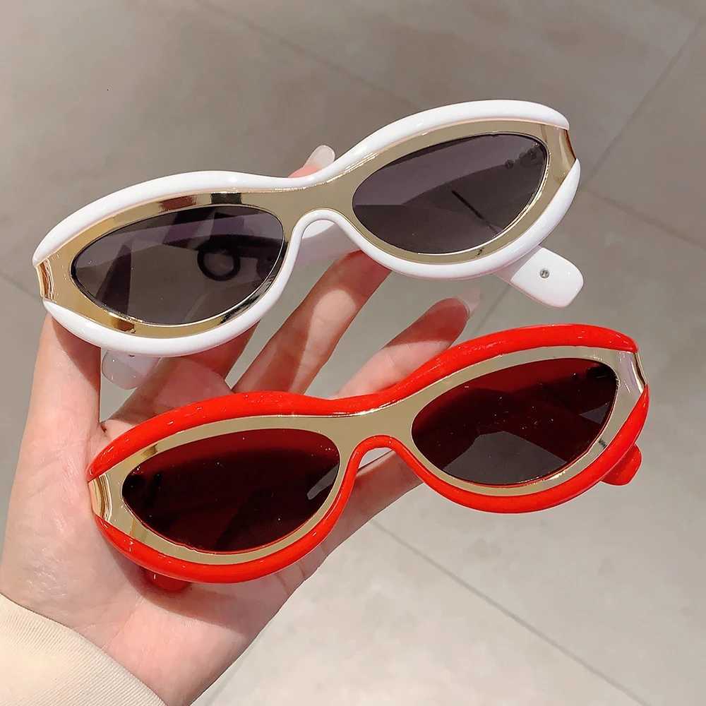 Y2K Vintage Luxury Brand Designer Double Color Cat Eye Sunglasses Women For Men Sun Glasses Trend Punk Popular Small Frame ShadeW251023